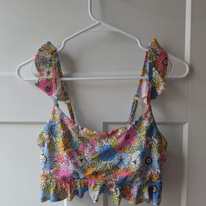 Floral Ruffle Swimsuit Top